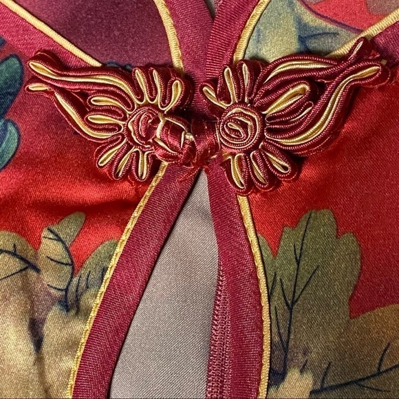 Nwt Asian Beauty In Silk. Honey Chrysanthemums Float In Ruby Red Wine. Gorgeous! - Picture 8 of 12